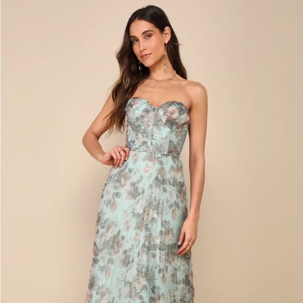 Most Beautiful Day Sage Multi Floral Print Organza Maxi Dress